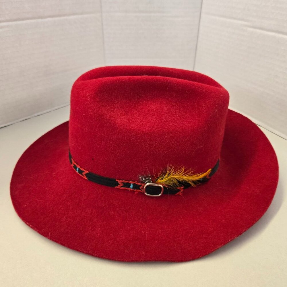 red felt w/feather vintage Smithbilt cowboy cowgirl western size M